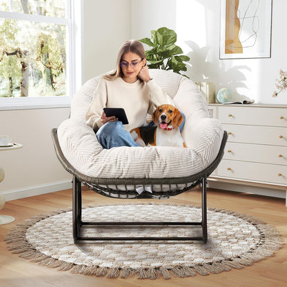 The Ultimate Reading Chair: Plush Rocking Papasan for Cozy Evenings