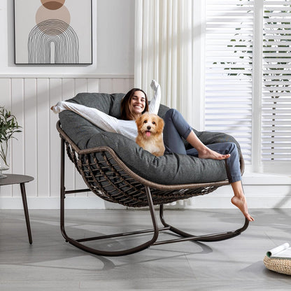 The Ultimate Reading Chair: Plush Rocking Papasan for Cozy Evenings